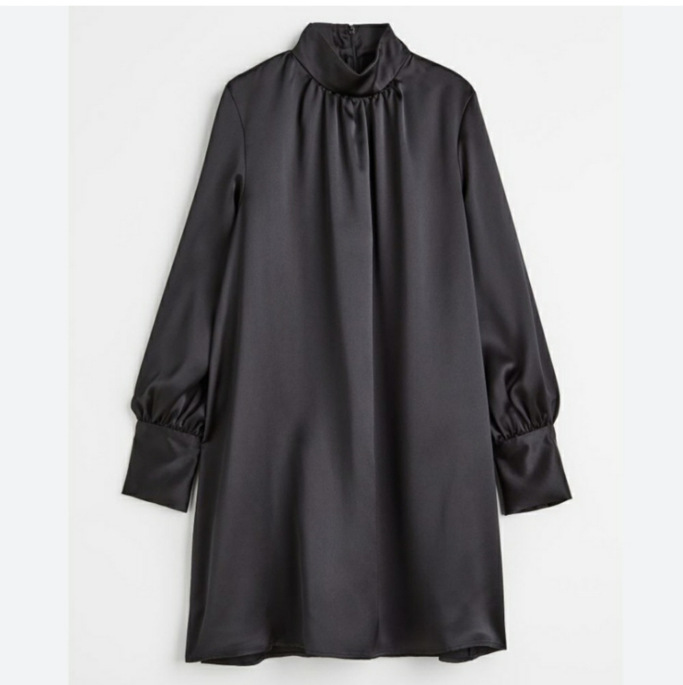 H&M Satiny Black High Neck Dress